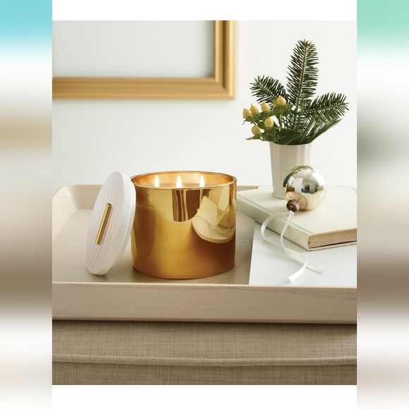 Thymes Frasier Fir Gilded Gold 3-Wick Candle - 17 Oz